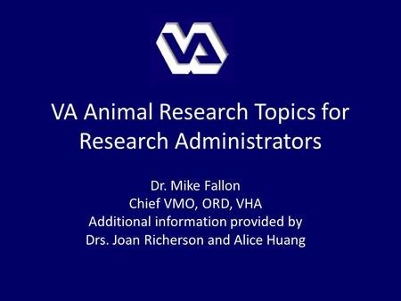 VA Animal Research Topics for Research Administrators