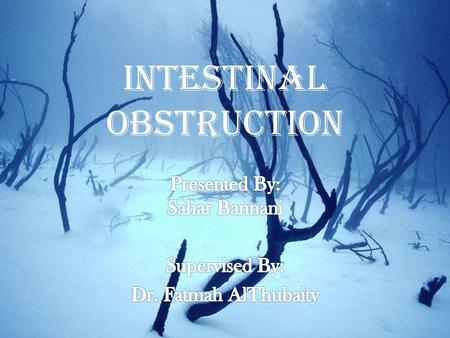 Intestinal Obstruction. Classifications Intestinal Obstruction Dynamic/ Mechanical Small BowelLarge Bowel Adynamic/ Ileus - Paralytic - PseusoObs.