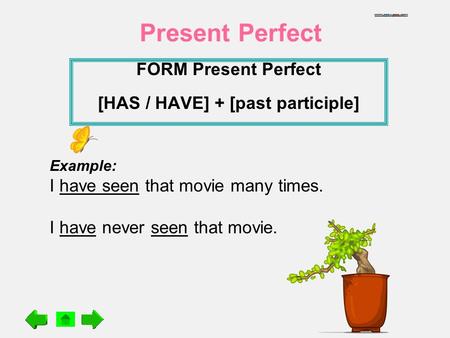 FORM Present Perfect [HAS / HAVE] + [past participle]