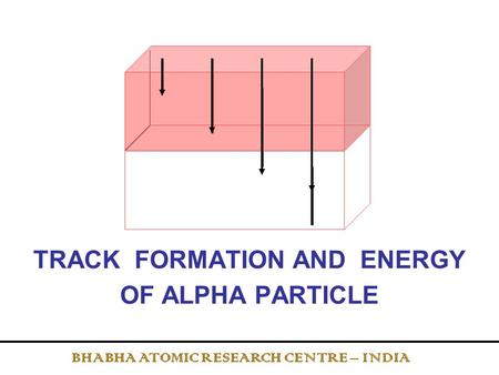 TRACK FORMATION AND ENERGY OF ALPHA PARTICLE