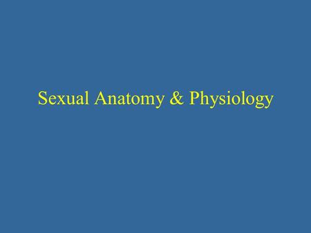 Sexual Anatomy & Physiology