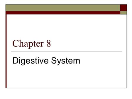 Chapter 8 Digestive System.
