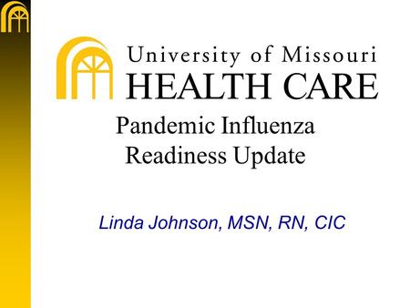 Pandemic Influenza Readiness Update Linda Johnson, MSN, RN, CIC.