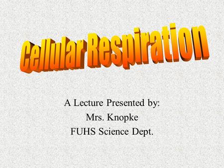A Lecture Presented by: Mrs. Knopke FUHS Science Dept.