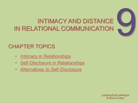 Intimacy and distance in relational communication