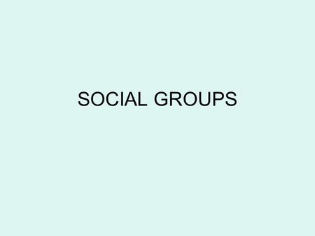 SOCIAL GROUPS.
