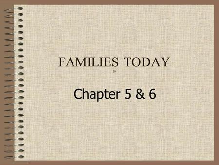 Chapter 5 & 6 FAMILIES TODAY 10. Social Health 1 st relationship Learn Interdependence – one person’s actions affect the lives of all family members Lessons.