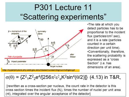 P301 Lecture 11 “Scattering experiments”