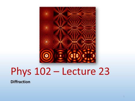 Phys 102 – Lecture 23 Diffraction.