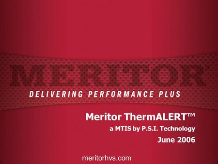 Meritor ThermALERT™ June 2006 meritorhvs.com