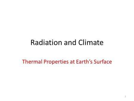 Thermal Properties at Earth’s Surface