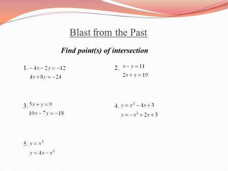 . Blast from the Past Find point(s) of intersection 1. 2. 3.4. 5.