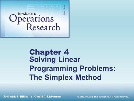 Solving Linear Programming Problems: The Simplex Method