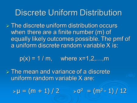 Discrete Uniform Distribution