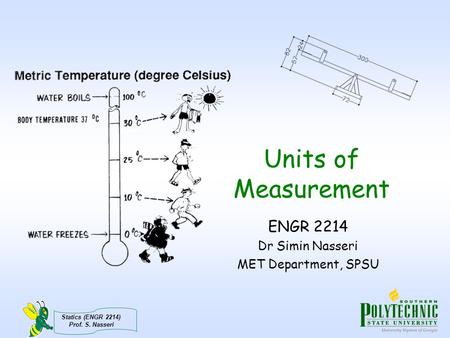 Statics (ENGR 2214) Prof. S. Nasseri Units of Measurement ENGR 2214 Dr Simin Nasseri MET Department, SPSU.
