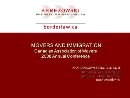 642 King Street West, Suite 200 Toronto, Ontario M5V 1M7 ph 419 850 5112 fax 1 866 403 7289 Canadian Work Permits - The Rules and the Exceptions 1 MOVERS.