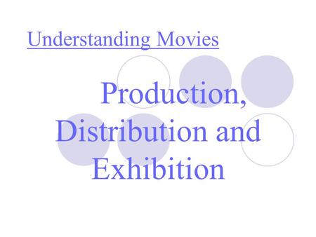 Production, Distribution and Exhibition Understanding Movies.