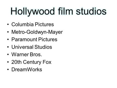 Hollywood film studios