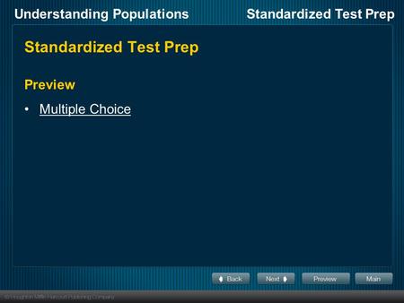 Understanding PopulationsStandardized Test Prep Preview Multiple Choice.