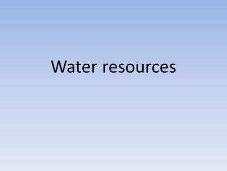 Water resources. Water resources are sources of water that are useful or potentially useful to humans. Uses of water include agricultural, industrial,