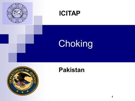 1 Choking Pakistan ICITAP. Learning Objectives Know the signs and symptoms of a choking victim Know how to give First Aid to a conscious or unconscious.