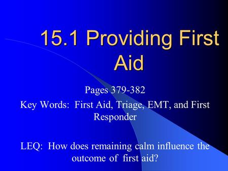 15.1 Providing First Aid Pages