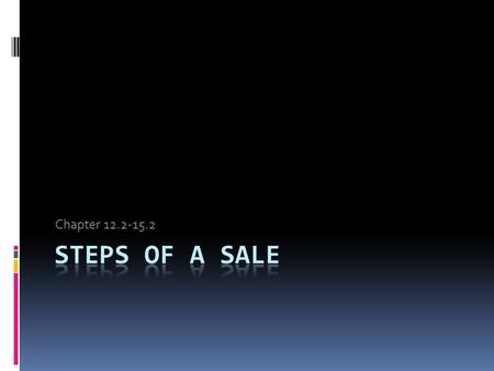 Chapter 12.2-15.2 Steps of a Sale.