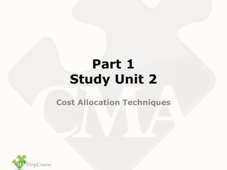Cost Allocation Techniques
