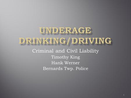 Criminal and Civil Liability Timothy King Hank Werner Bernards Twp. Police 1.