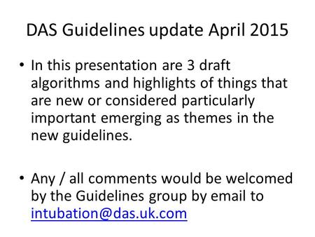 DAS Guidelines update April 2015