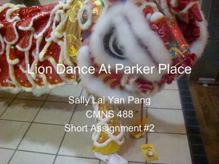 Lion Dance At Parker Place Sally Lai Yan Pang CMNS 488 Short Assignment #2.