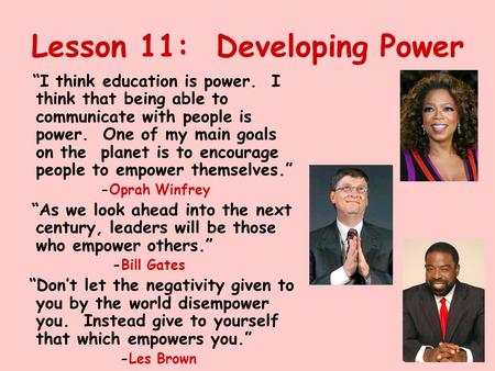 Lesson 11: Developing Power
