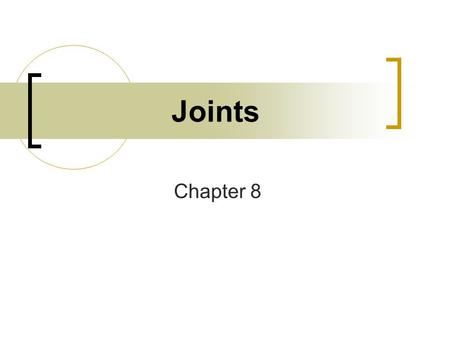 Joints Chapter 8. What is a joint? Defined as the site where two or more bones meet. Also called an “articulation” Joints allow our skeleton mobility.