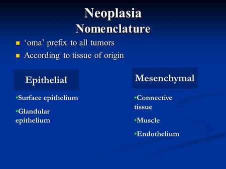 Neoplasia Nomenclature