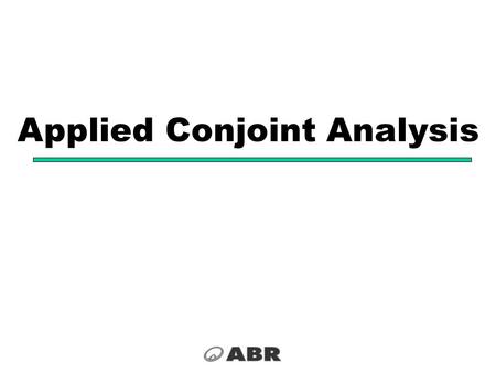 Applied Conjoint Analysis