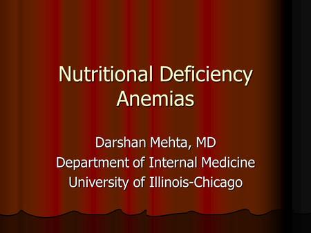 Nutritional Deficiency Anemias