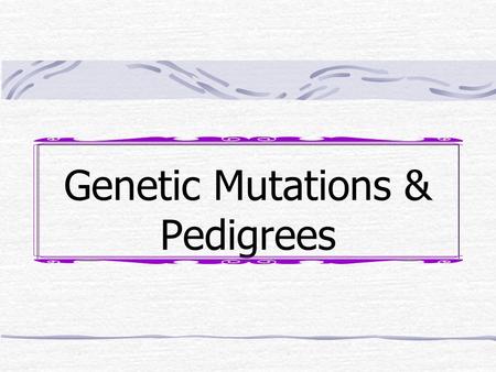 Genetic Mutations & Pedigrees