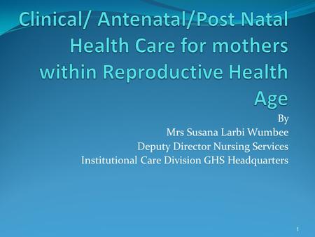 By Mrs Susana Larbi Wumbee Deputy Director Nursing Services