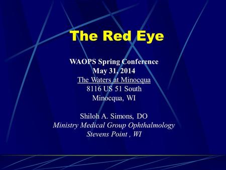 WAOPS Spring Conference