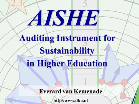 Durham, july 5Everard van Kemenade AISHE Auditing Instrument for Sustainability in Higher Education Everard van Kemenade http//www.dho.nl.