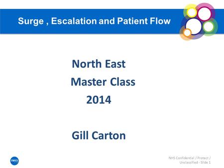 Surge, Escalation and Patient Flow North East Master Class 2014 Gill Carton NHS Confidential / Protect / Unclassified - Slide 1.