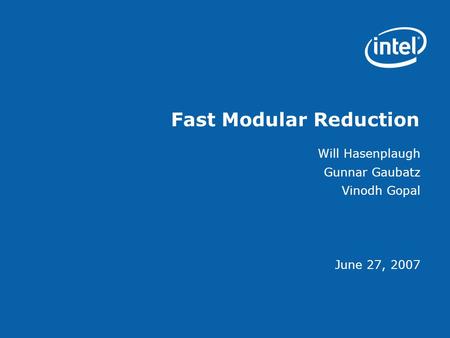 Fast Modular Reduction