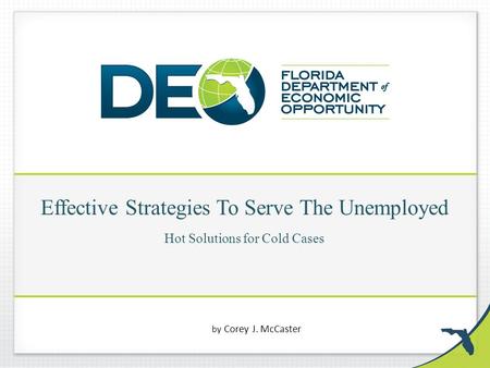 Effective Strategies To Serve The Unemployed Hot Solutions for Cold Cases by Corey J. McCaster.
