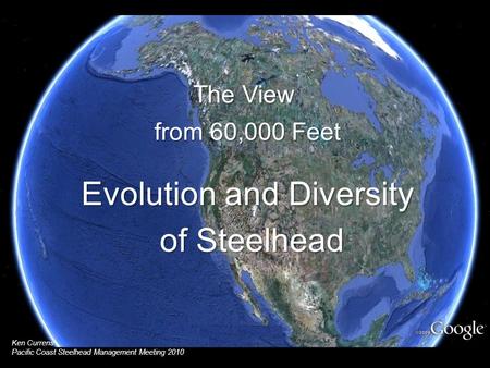 The View from 60,000 Feet Evolution and Diversity of Steelhead of Steelhead Ken Currens Pacific Coast Steelhead Management Meeting 2010.
