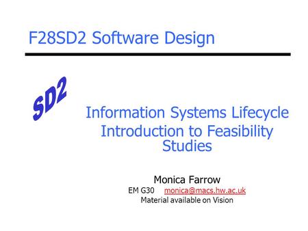 F28SD2 Software Design Information Systems Lifecycle
