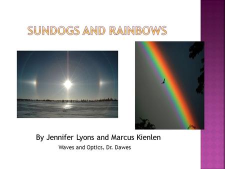 By Jennifer Lyons and Marcus Kienlen Waves and Optics, Dr. Dawes.