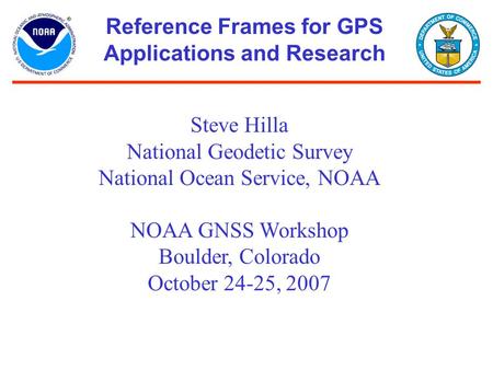 Reference Frames for GPS Applications and Research