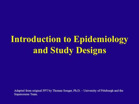 Introduction to Epidemiology