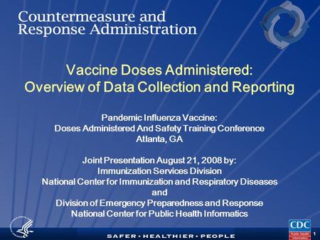 TM 1 Vaccine Doses Administered: Overview of Data Collection and Reporting Pandemic Influenza Vaccine: Doses Administered And Safety Training Conference.