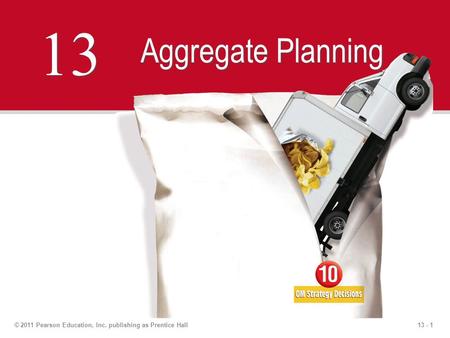 Aggregate Planning 13 © 2011 Pearson Education, Inc. publishing as Prentice Hall.